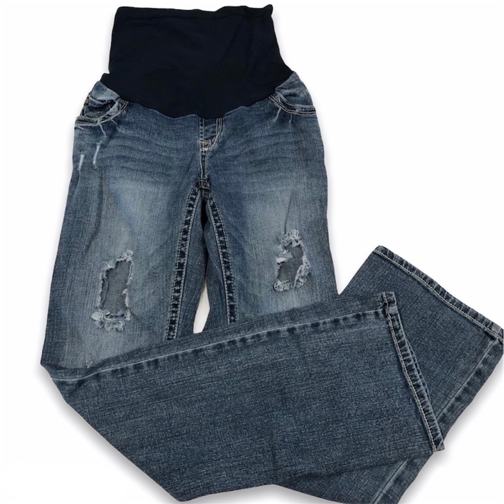 GUC Wallflower Maternity Destroyed Bootcut Jeans, S
